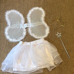 Spirit White Fairy Costume with Wings, Wand, and headband Size small
